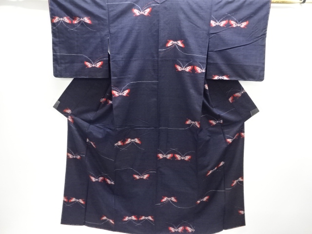 JAPANESE KIMONO / TSUMUGI / UNUSED / WOVEN BUTTERFLY